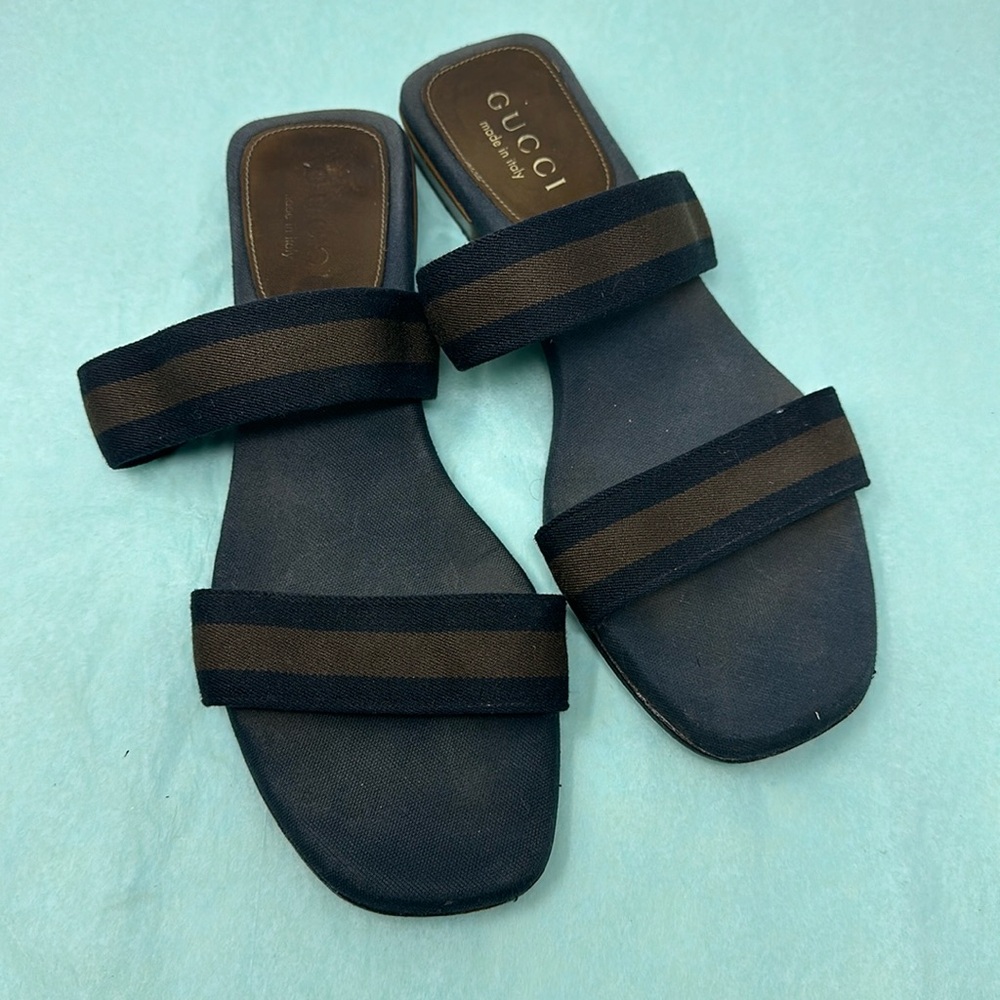 Gucci Web Accent Canvas Slides Women's Size 36 - image 1